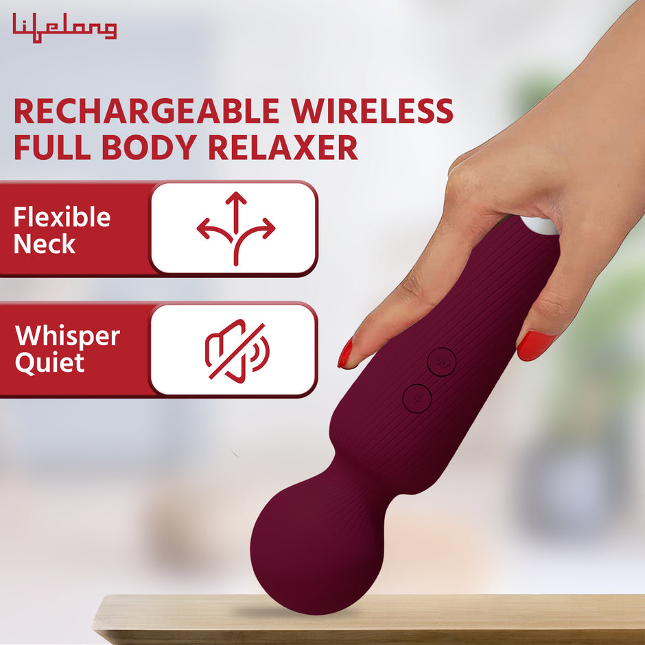 Personal Massager – Compact Wireless Body Massager with 20 Modes & 8 Speeds (Wine)
