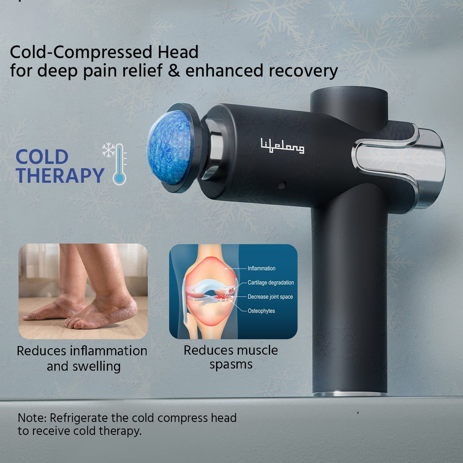 Lifelong LLGM189 Gun massager |3 massage Modes| Additional cold compress head