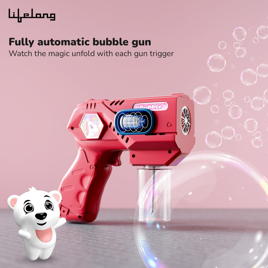Lifelong Cuppy Automatic Bubble Gun Toy for Kids | Electric Bubble Machine with 1 Bubble Solution