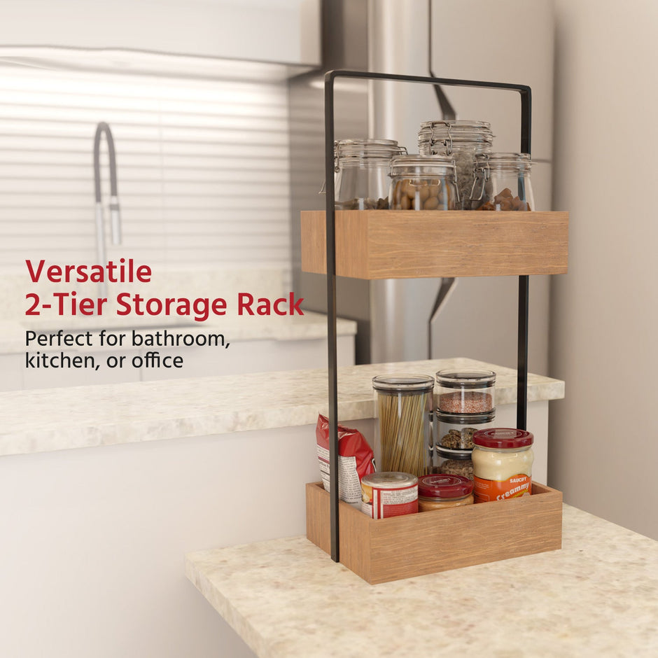 Lifelong LLHIBSS01 2Ã¢â‚¬â€˜Tier Bamboo Countertop Organizer - WaterÃ¢â‚¬â€˜Resistant Tray for Toiletries & Makeup