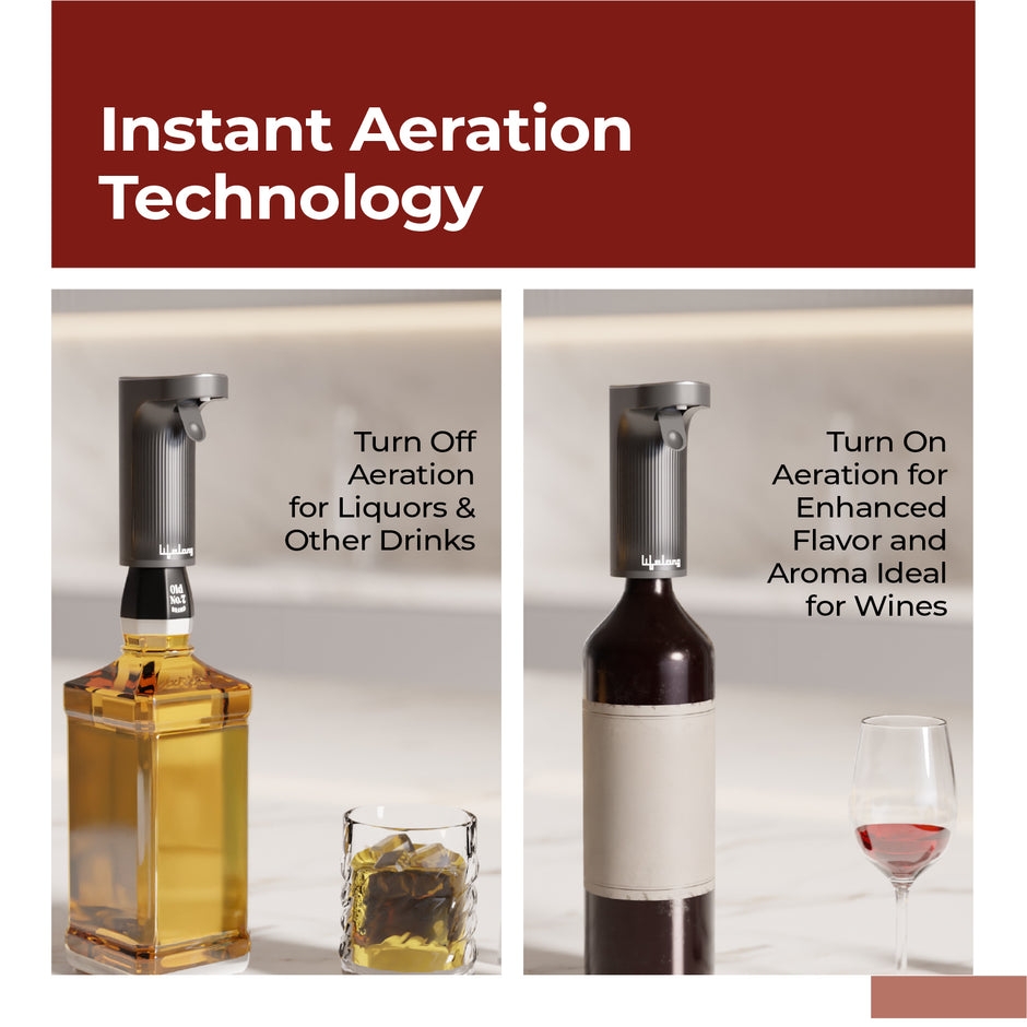 Lifelong Rechargeable Drink Dispenser & Aerator | Bar Accessories for Home | Whisky Measures – 1 to 999 mL | For Cocktail, Wine, Whiskey Bottle | Alcohol Dispenser | Easily Measure & Pour (LLELD09)