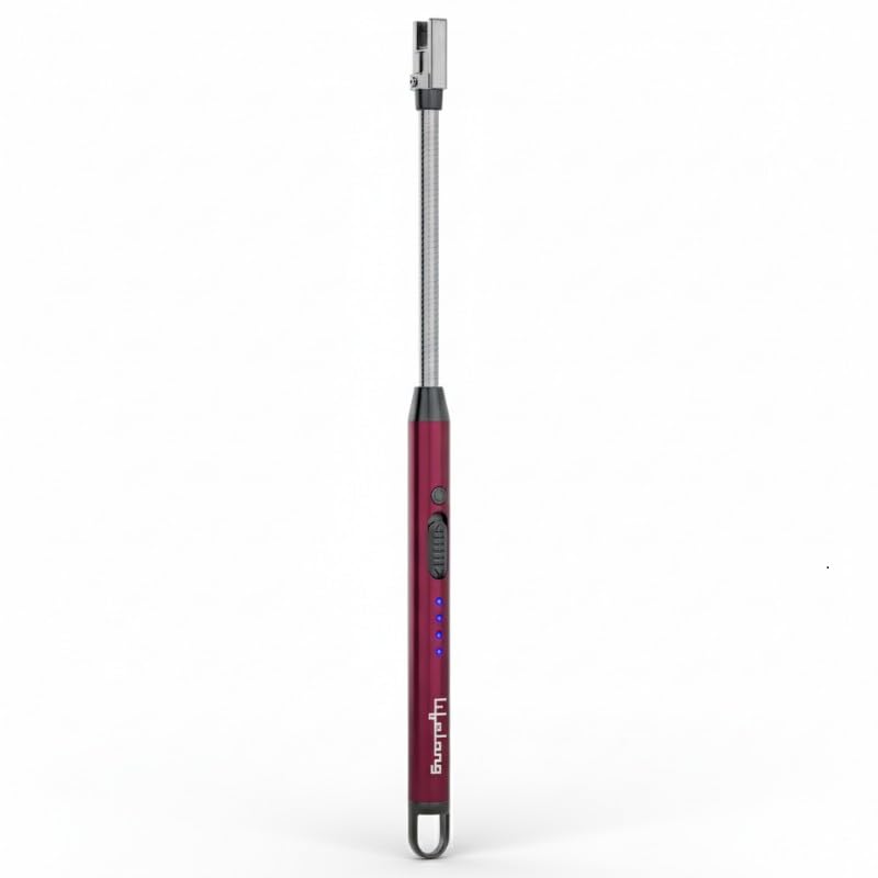 Lifelong Rechargeable Electric Lighter for Kitchen | 360° Flexible | C-Type USB | Windproof & Flameless | Lighter for Pooja Room, Candles, BBQ, Multi-Purpose | Stainless Steel & ABS (Red)