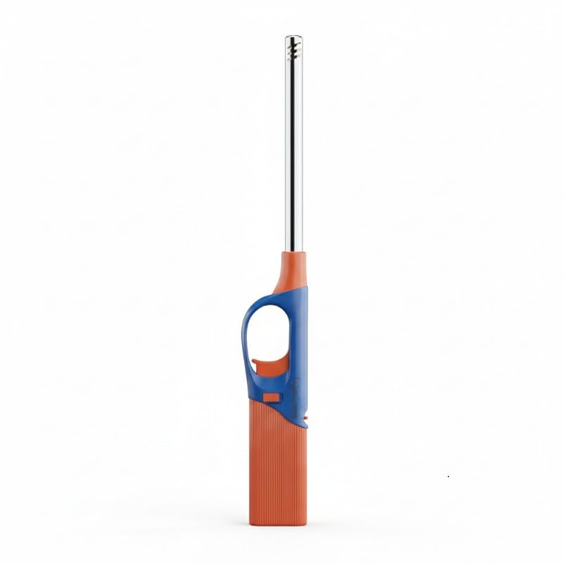Lifelong Refillable Flame Lighter for Kitchen | Adjustable Flame Control with Child Safety Lock | Multipurpose Lighter for Gas Stove, Diya, Candle, BBQ Grill, Bonfire & Camping (SS & ABS, Orange)