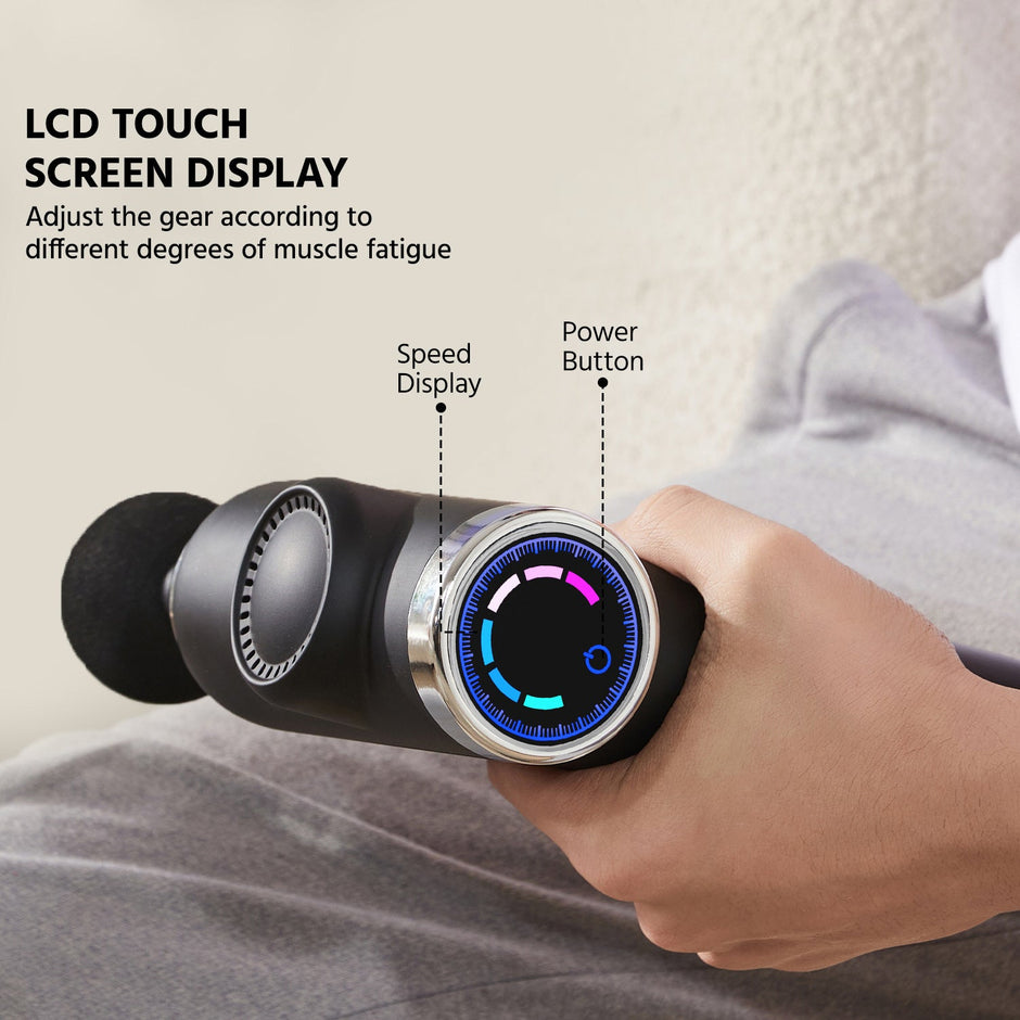 Lifelong LLGM171 Deep Tissue Massage Gun - 4 Heads, 6-Speed LCD, 4000mAh