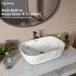 Lifelong Wash Basin for Bathroom - Tabletop Washbasin - Ceramic Glossy Round Countertop Vessel Sink Ideal for Bathroom, Dining Hall & Vanity 33x46x16 cm (White and Grey, LLHIBM06)