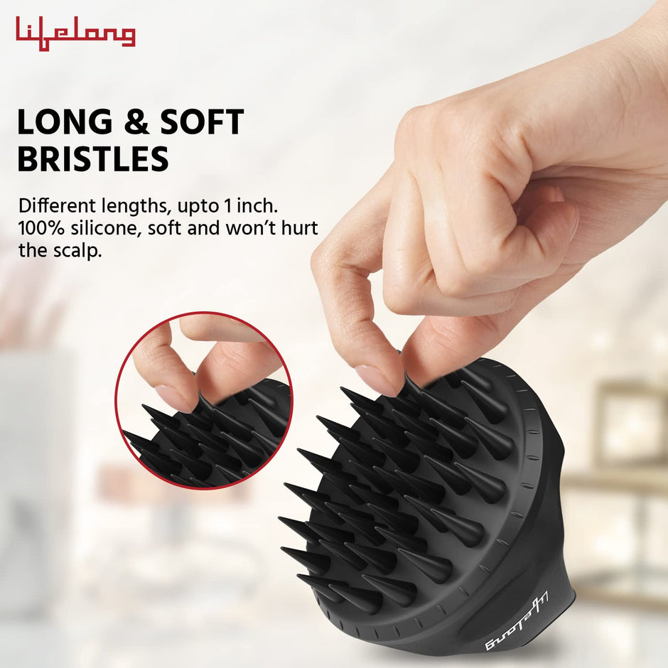 Lifelong Silicone Scalp Massager Shampoo Brush With Body Scrubber|Soft Silicone Hair Scrubber,Scalp Brush For Hair Growth & Dandruff Treatment|Wet Dry Hair Massager For All Hair Types