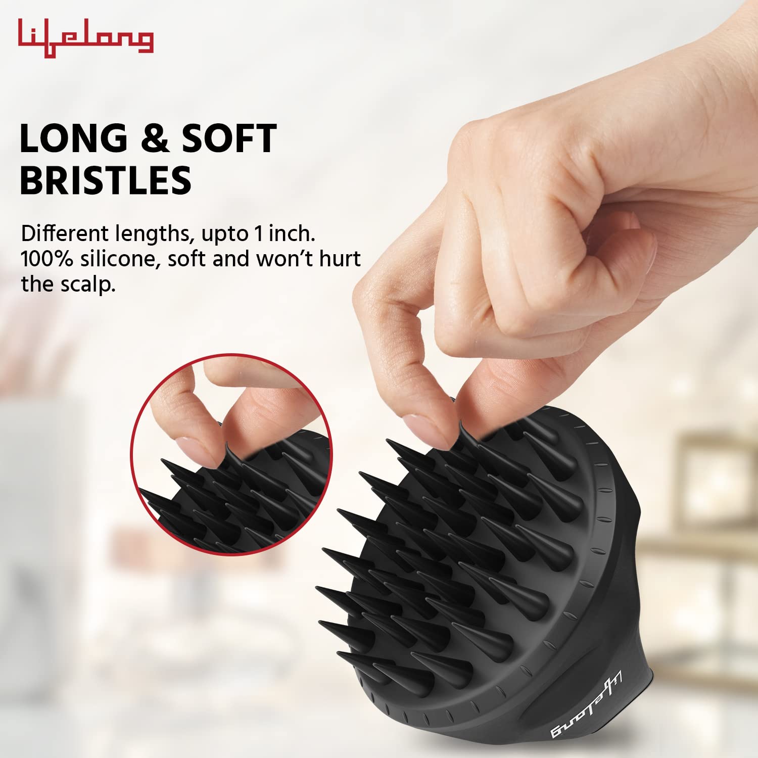 Lifelong Silicone Scalp Massager Shampoo Brush With Body Scrubber|Soft Silicone Hair Scrubber,Scalp Brush For Hair Growth & Dandruff Treatment|Wet Dry Hair Massager For All Hair Types