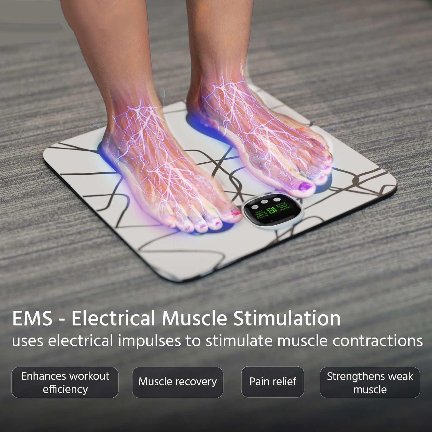 EMS Foot Massager with Remote Control-White & Black