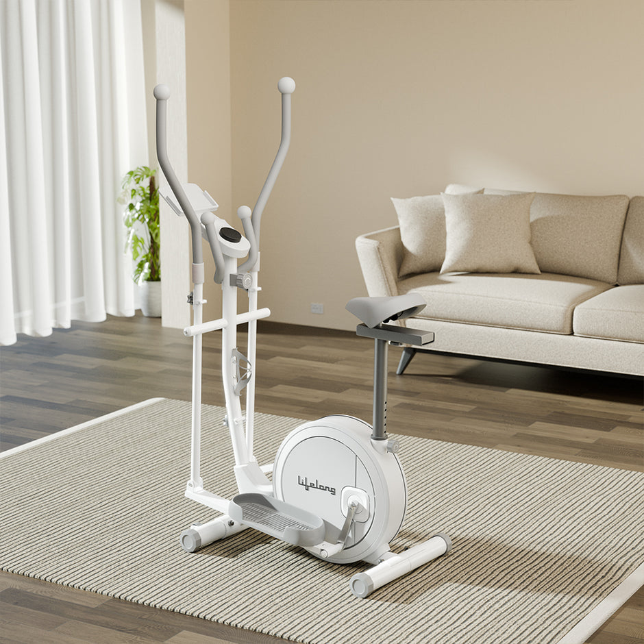 Elliptical Cross Trainer - 6 kg Flywheel, Magnetic Resistance, Touch LED Display & Tablet Holder (White)