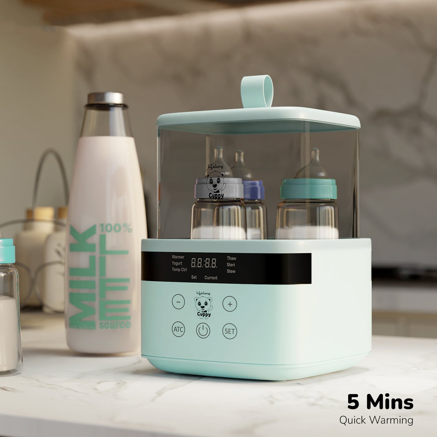 LifeLong Cuppy , Bottle Warmer cum sterlizer. Touch button screen 4 Bottle