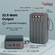 Lifelong Electronics 20000mAh 22.5W Fast Charging Power Bank | 3 Inputs (1 Built-in USB A Cable + 1 C + 1 Lightning Port) & 6 Outputs (3 Built-in Cables + 1 C + 2 A Port) | Small Pocket Size Powerbank