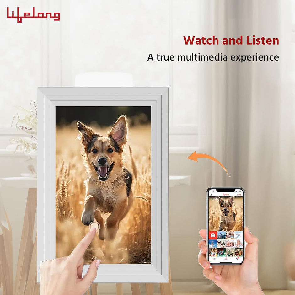 Electronics 10.1 Inch (25.65 CM) Digital Photo Frame with Slideshow, Video & Sound| Share Files with Frameo App,White