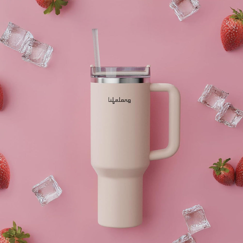 Lifelong Double Walled Vacuum Insulated Tumbler with Handle1200ml-Rose Quartz-2015251313001