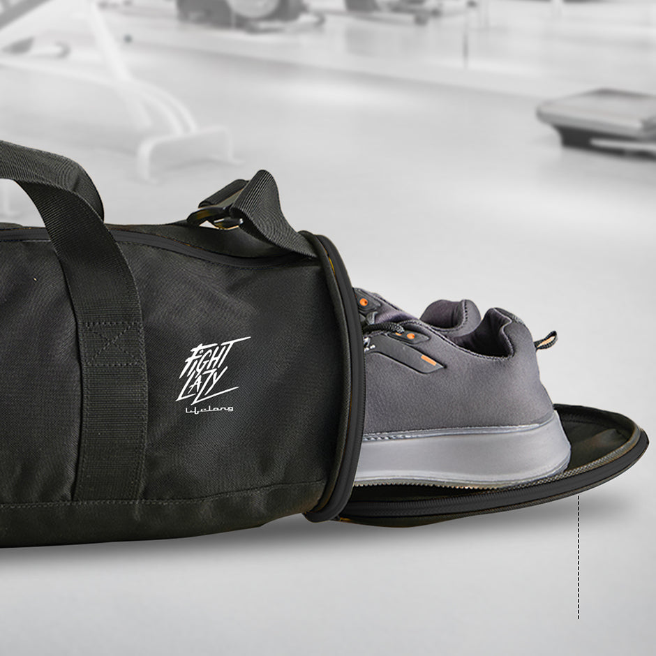 30L Water Resistant Sports Duffel Gym Bag for Men & Women with Shoe Compartment & Side pocket (Black)
