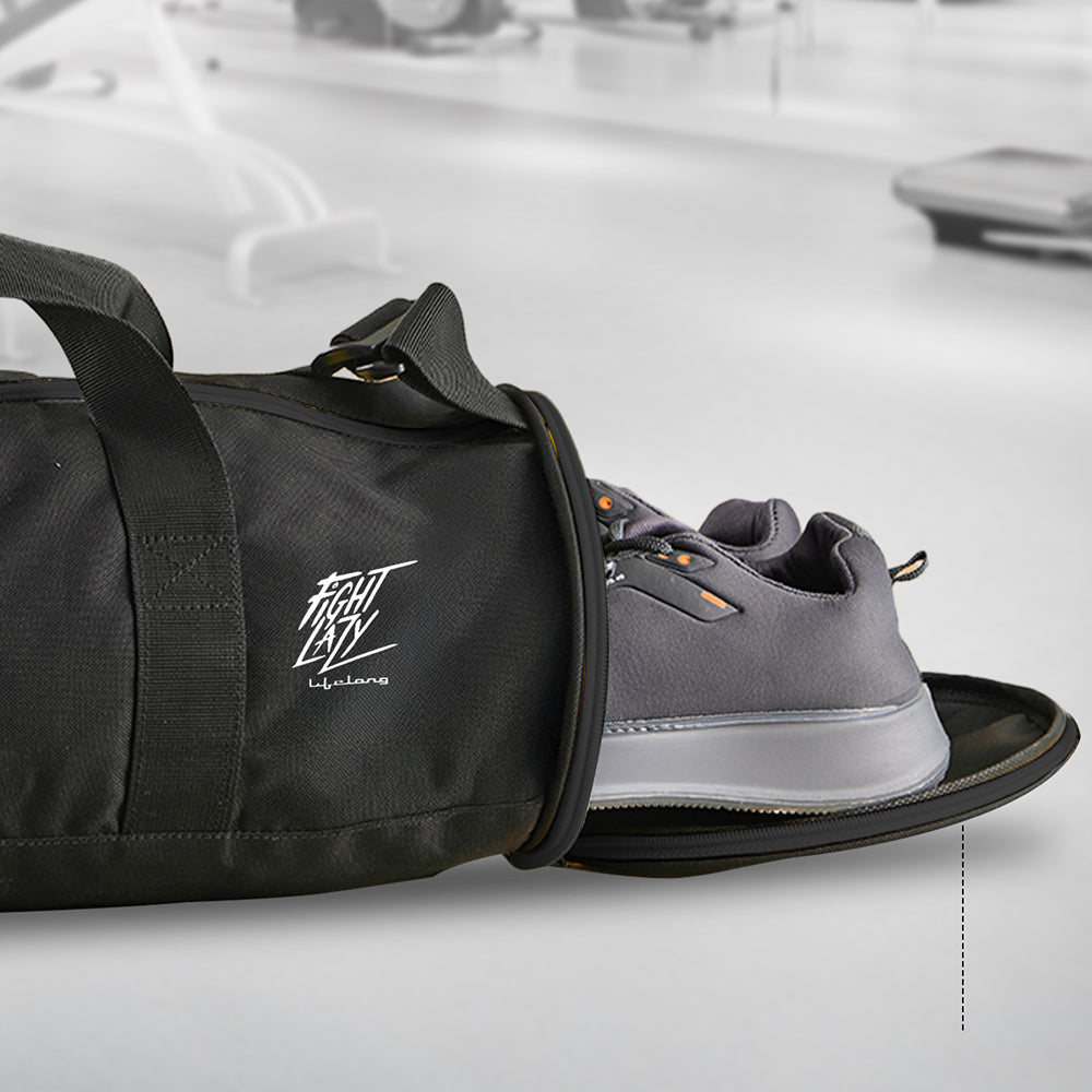 30L Water Resistant Sports Duffel Gym Bag for Men & Women with Shoe Compartment & Side pocket (Black)