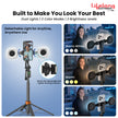Lifelong Electronics AI Powered Selfie Stick Tripod 183CM/72 Inches | Auto Face Tracking | Quad Leg Stability Mobile Stand for Desk with Dual Influencer Light (5W) | Tripod Stand for Phone & Camera