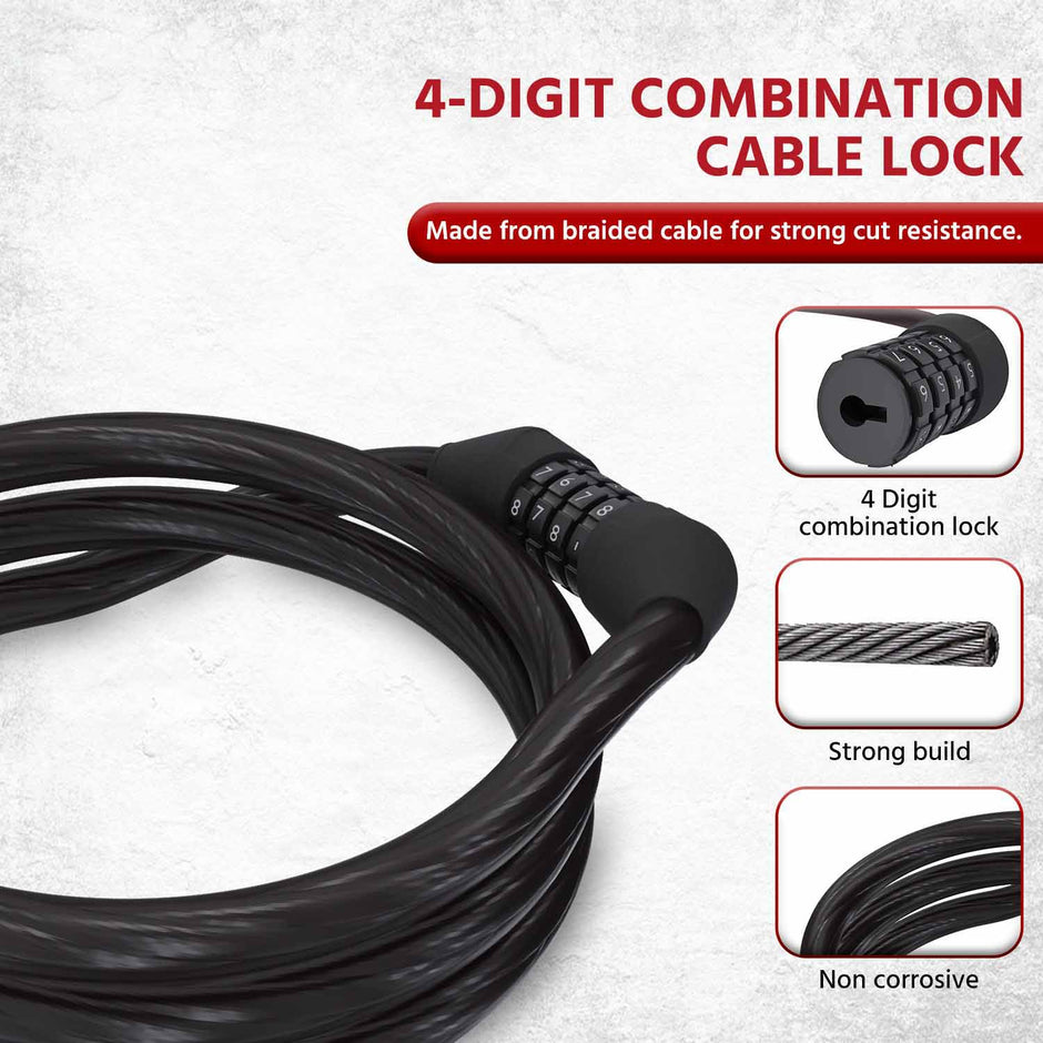 LLNML01 Lifelong Multipurpose 4 Digit Numeric Cable Bike/Bicycle Helmet Lock