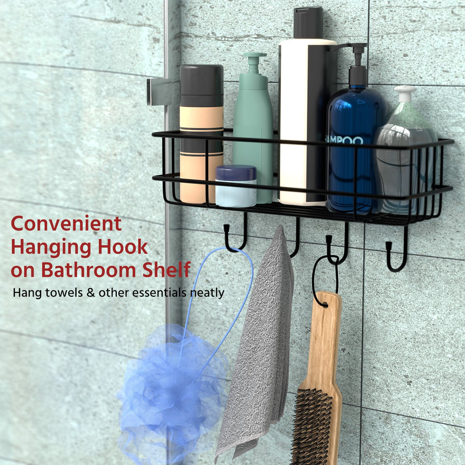 Bathroom Shelf for Storage - Strong & Sturdy Wall Mounted Washroom Rack - Single Layer Multipurpose Towel Holder
