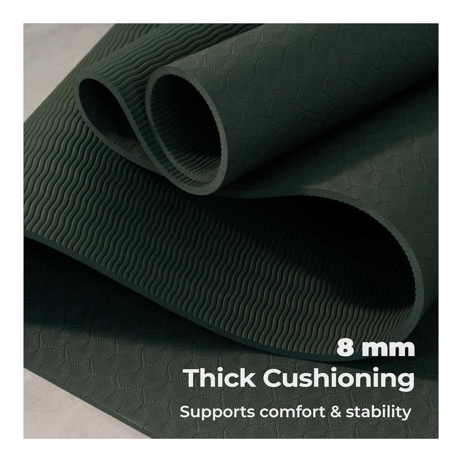 Lifelong 8mm TPE Yoga mat for Women & Men (Olive green)