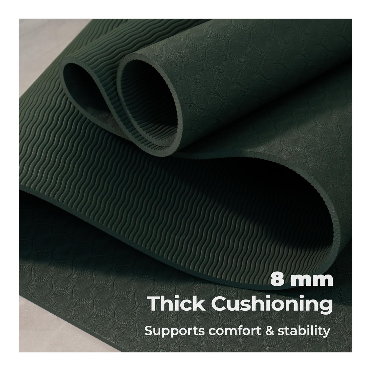 Lifelong 8mm TPE Yoga mat for Women & Men (Olive green)