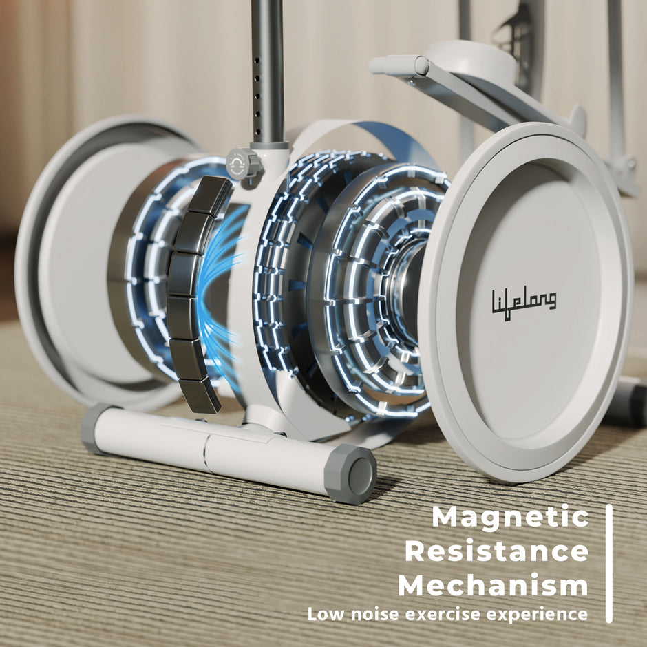 Elliptical Cross Trainer - 6 kg Flywheel, Magnetic Resistance, Touch LED Display & Tablet Holder (White)