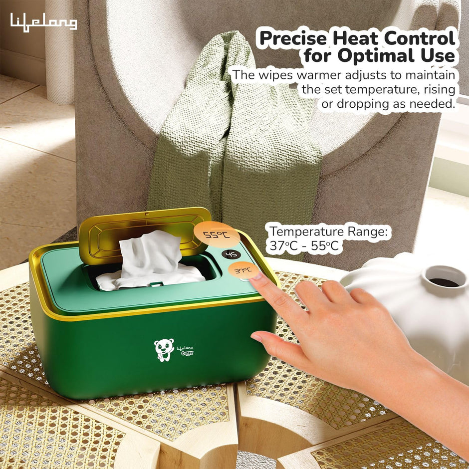 Lifelong Cuppy Wet Wipe Warmer for Baby Diaper Change with Large Capacity | Adjustable and Fast Heating Temperature, Smart and Temperature Control Evenly Overall Heating & Constant Temperature Storage
