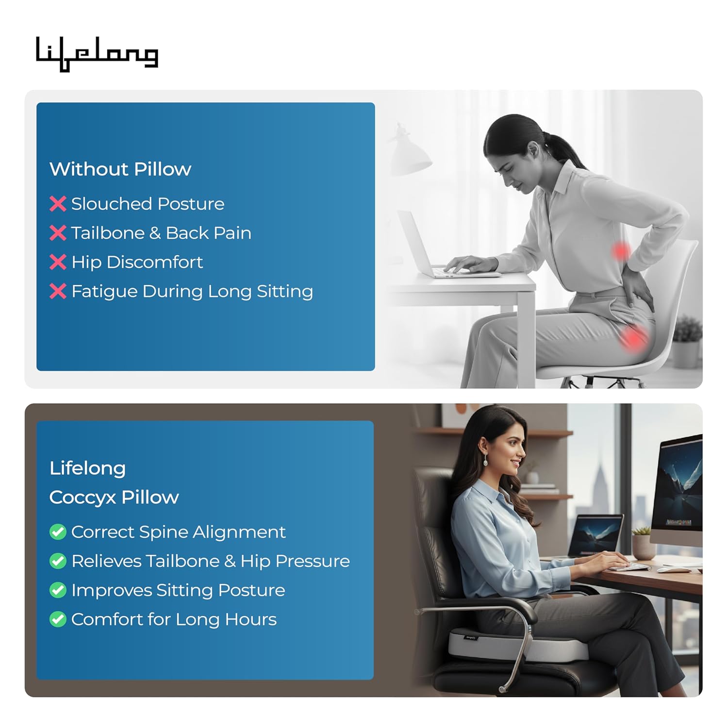 Lifelong Coccyx Cushion | Donut Pillow for Tailbone Pain