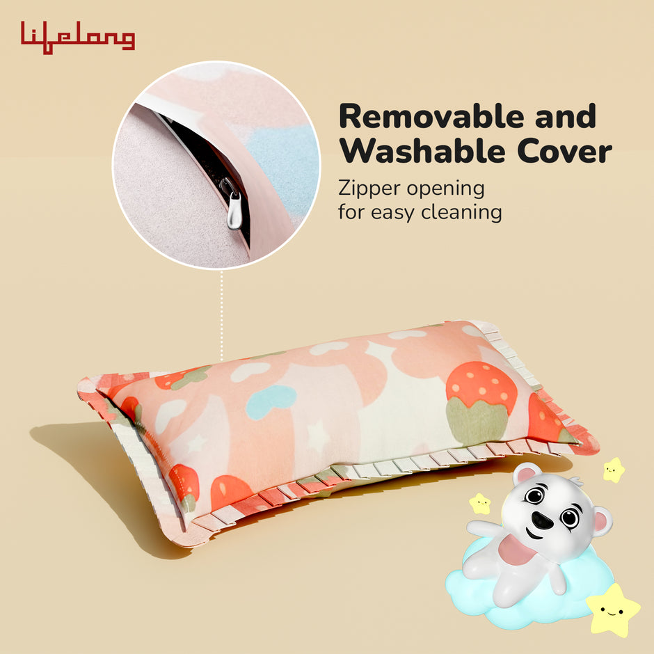 Lifelong Cuppy Rai Mustard Seeds Baby Headrest | Soft & Supportive Pillow for Newborns | Round Head Shaping Cushion with Washable Cover (LLCMP01)
