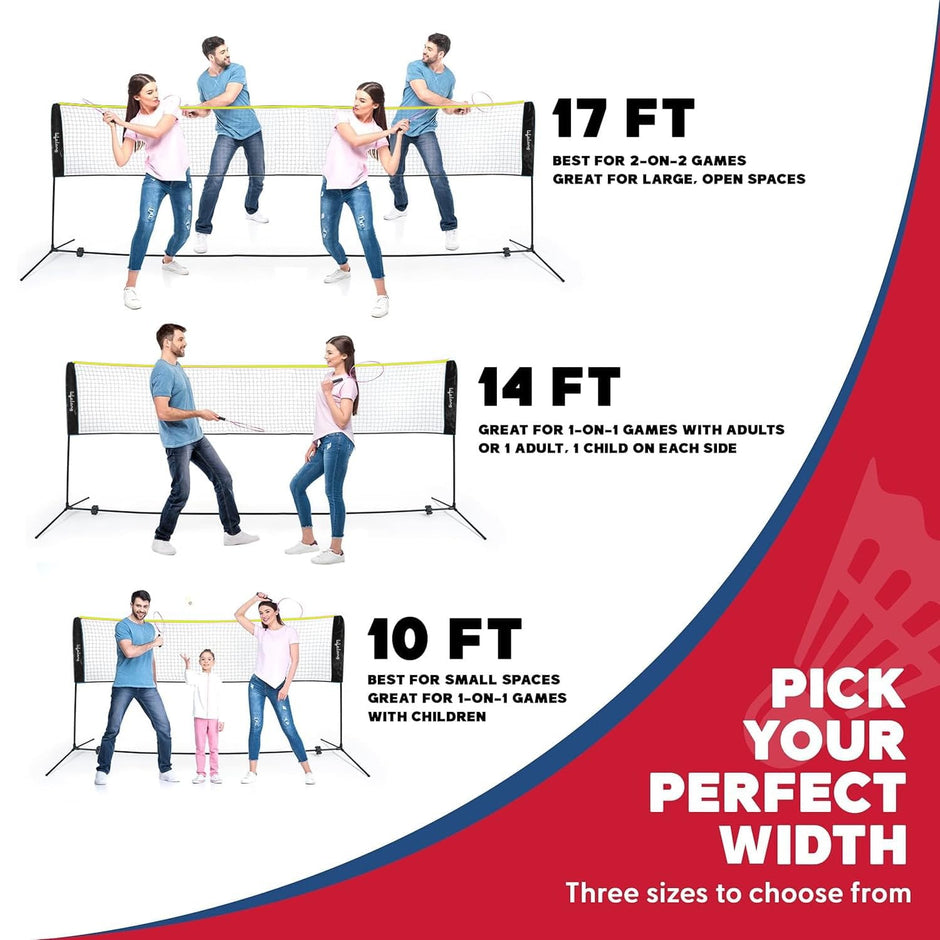 Lifelong Portable Badminton Net Set - Net for Tennis, Soccer Tennis, Pickleball, Kids Volleyball - Easy Setup Nylon Sports Net with Poles 10 feet