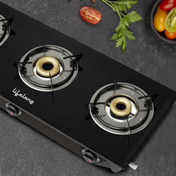 3-Burner Automatic Ignition Glass Top Gas Stove