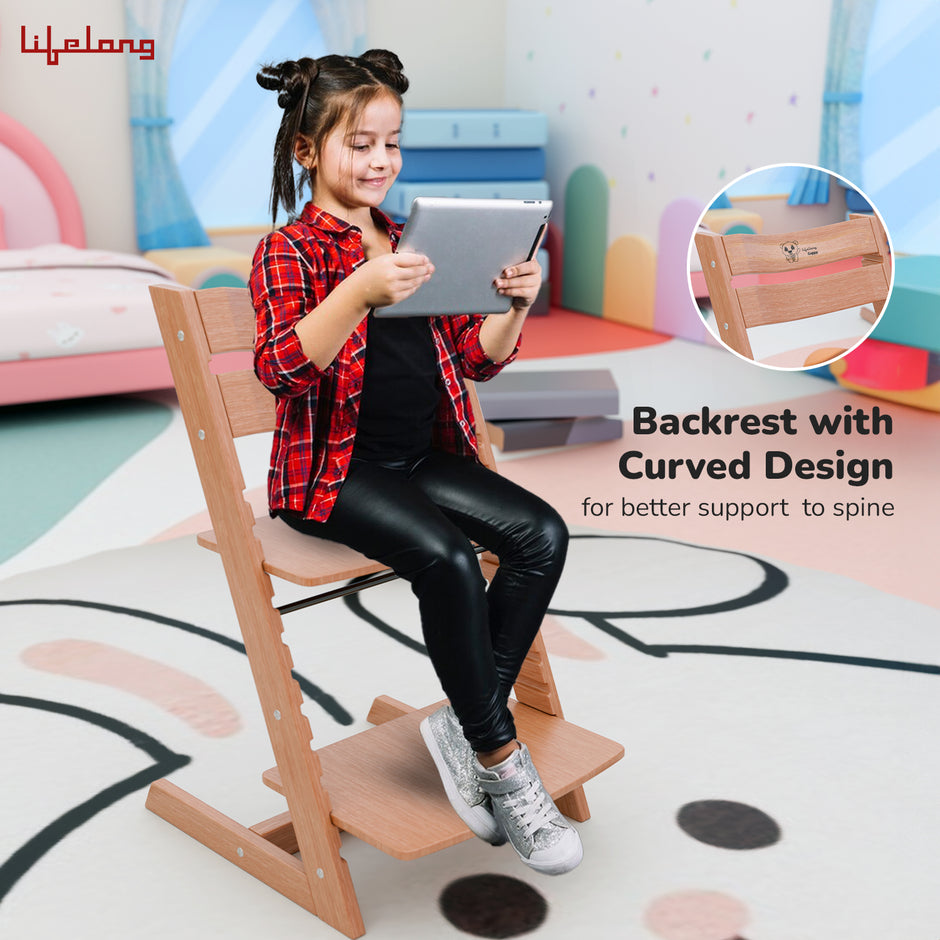 Lifelong Cuppy Wooden High Chair for Baby 6 Months - 10 Years |