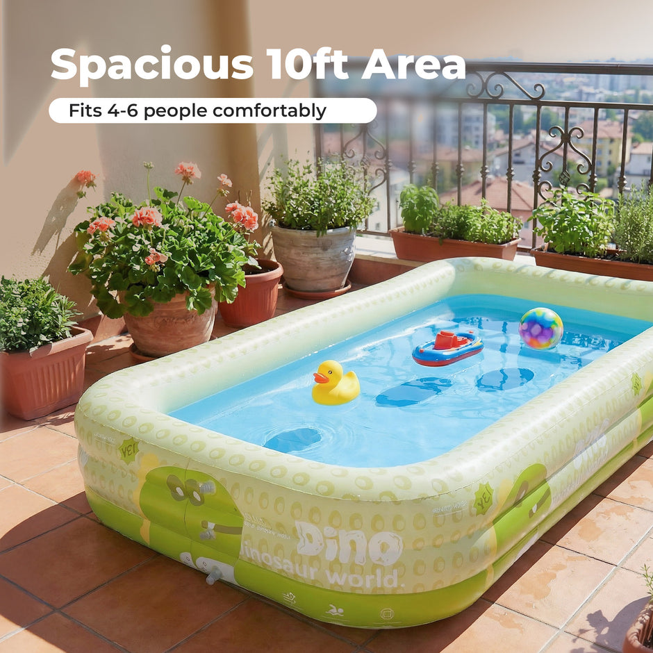 10FT Inflatable Family Swimming Pool-Heavy-Duty PVC, Quick Inflation, Leak-Proof Design, Spacious for Kids, Adults & Pets, Outdoor Backyard Summer Fun