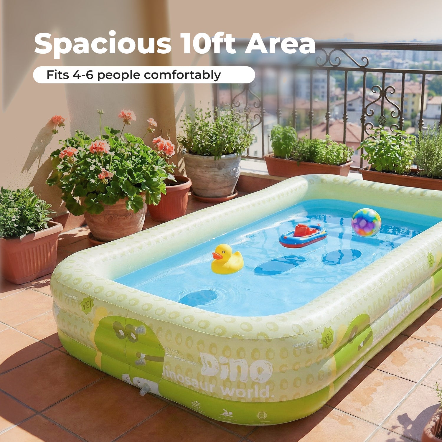 10FT Inflatable Family Swimming Pool-Heavy-Duty PVC, Quick Inflation, Leak-Proof Design, Spacious for Kids, Adults & Pets, Outdoor Backyard Summer Fun