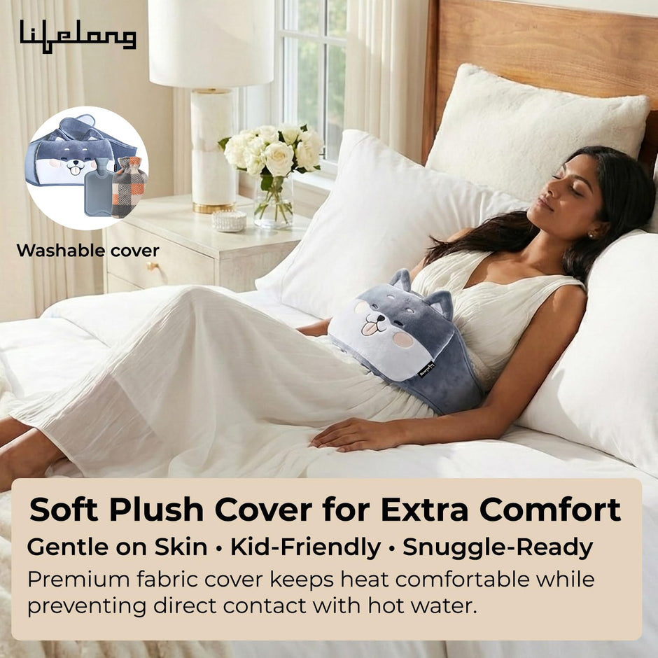 Lifelong 1000ml Hot Water Bag with Waist Belt | Hot Water Bottle for Pain Relief | Hot Pack Warmer for Period Cramps, Back & Muscle Relief | Multipurpose Use with Hand Pocket & Leakproof