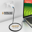 Lifelong Electronics 100W PD USB Type C to Type C Fast Charging Cable with Digital Speed Indicator | High Speed Data Cable | Braided, Tangle Free | iPhone 16/15/14, Android, Laptop, Tablet etc | 1.25M