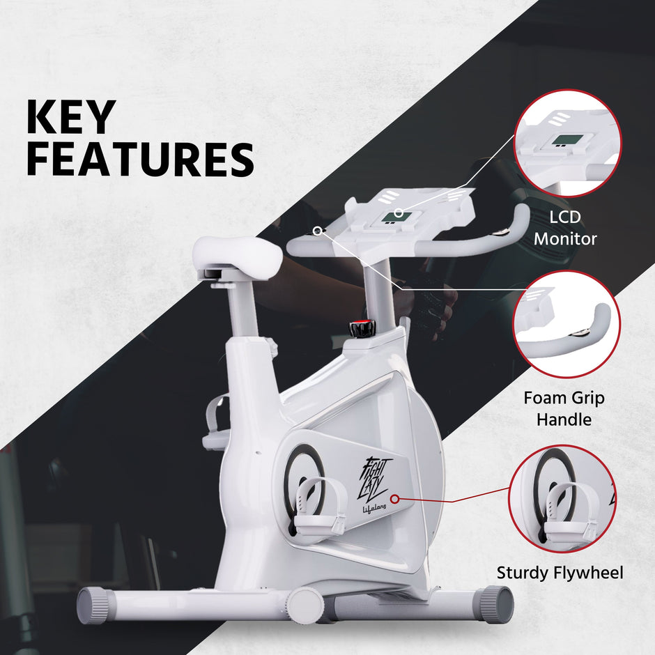 Spin Bike - 8Kg Flywheel, 120Kg Capacity, Adjustable Resistance & LCD Display