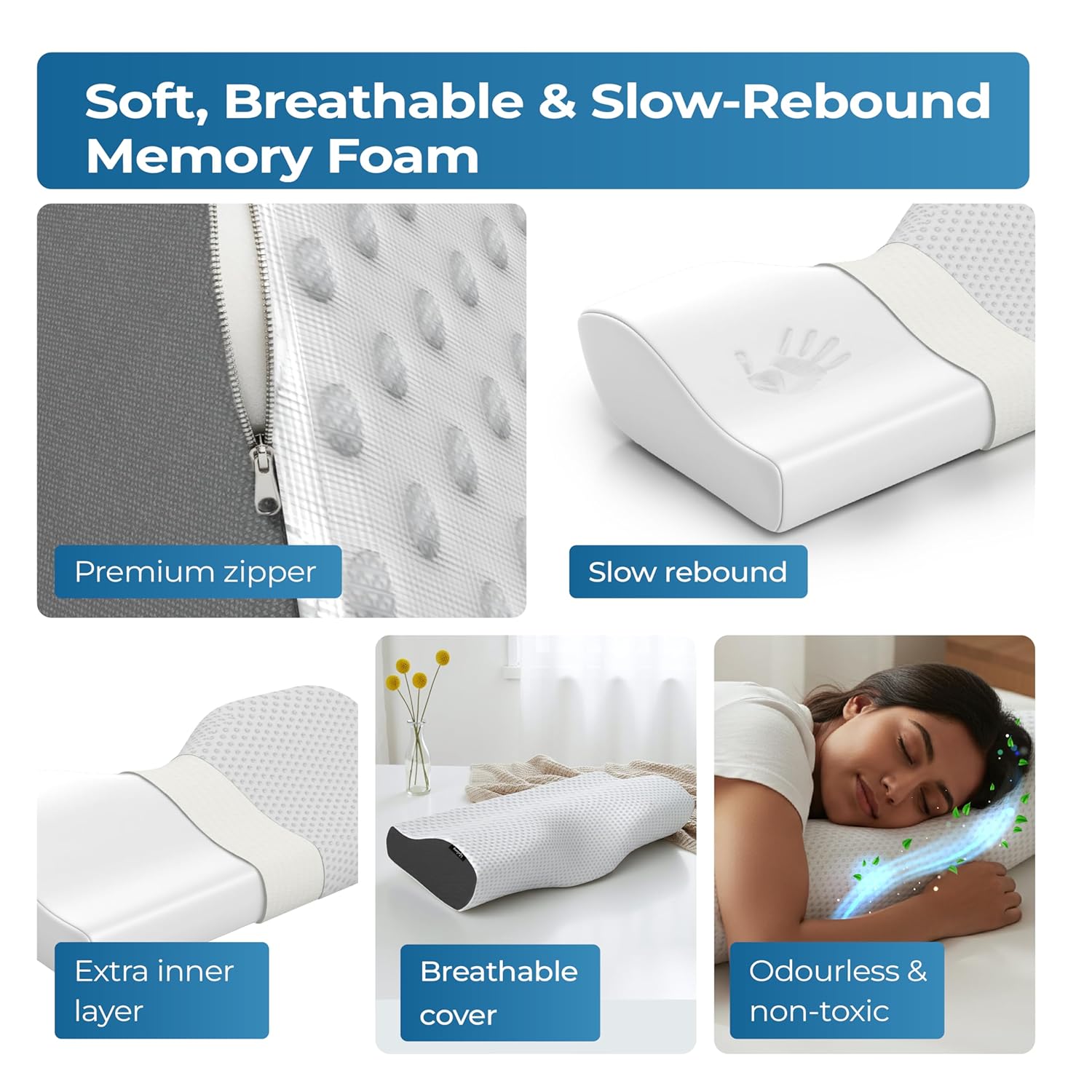 Lifelong Cervical Pillow for Neck Pain| Pack of 2| Orthopedic Memory Foam Neck Pillow for Sleeping |Cervical Support for Spondylitis, Back & Shoulder Pain Relief | Comfortable Bed Pillow (LLCP06)