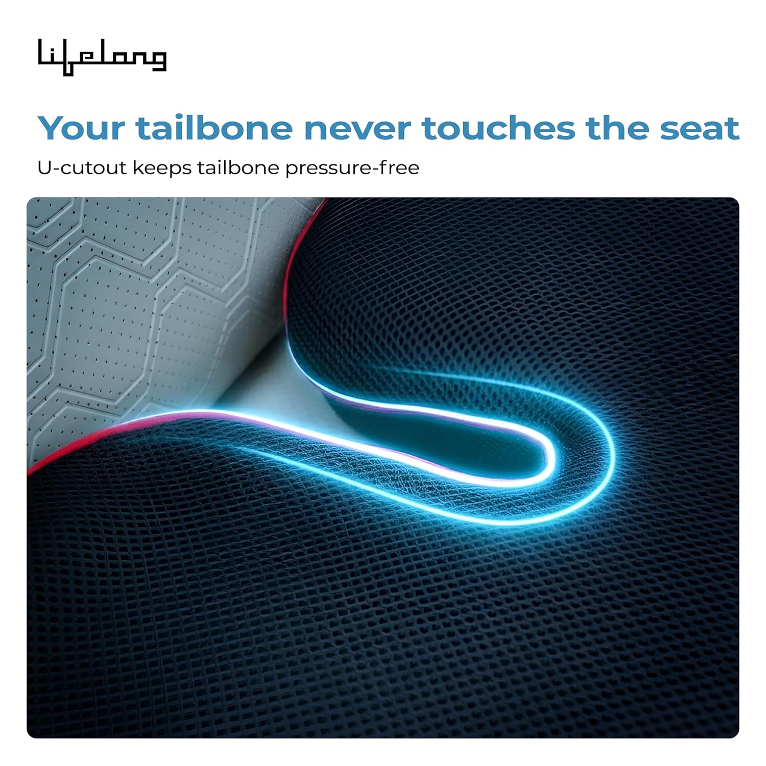 Lifelong Car Seat Cushion for Driving | 100% Memory Foam Sciatica & Tailbone Pain Relief | Orthopedic Pillow with Non-Slip Base, Washable Cover | Office Chair & Truck Compatible (LLCC13)