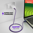 Lifelong Electronics 100W PD USB Type C to Type C Fast Charging Cable with Digital Power Indicator | High Speed Data Cable | Braided, Tangle Free | iPhone 16/15/14, Android, Laptop, Tablet etc | 1.25M