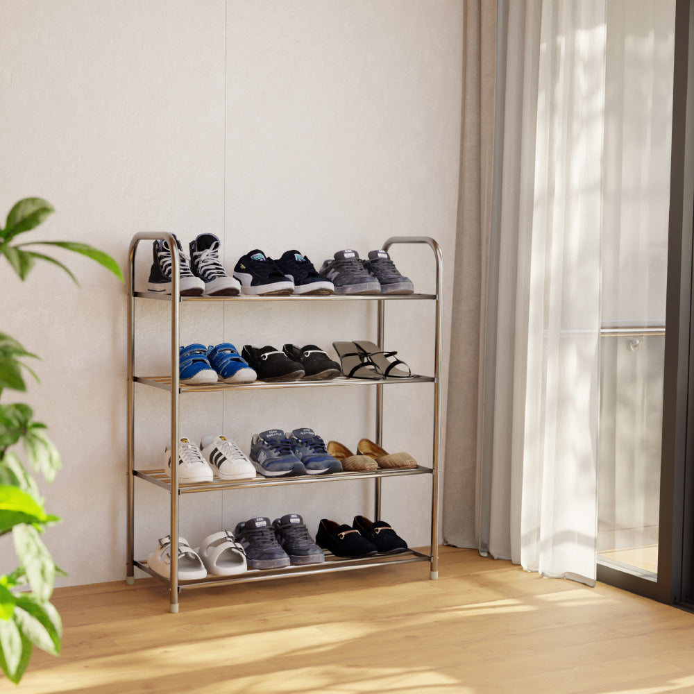 Lifelong Shoe Rack for Home | 4-Tier Multipurpose Storage Stainless-Steel Stand