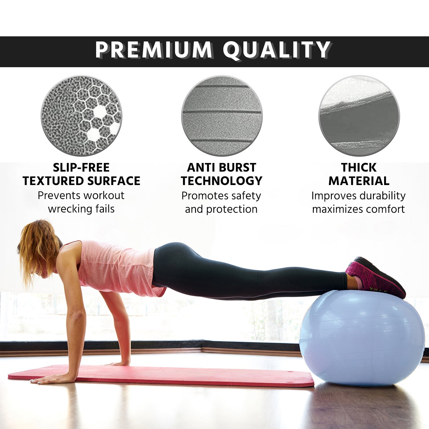 Lifelong LLFAGB65 Exercise & Stability Gym Ball - 65cm PVC AntiÃ¢â‚¬â€˜Burst with Foot Pump (200kg capacity)
