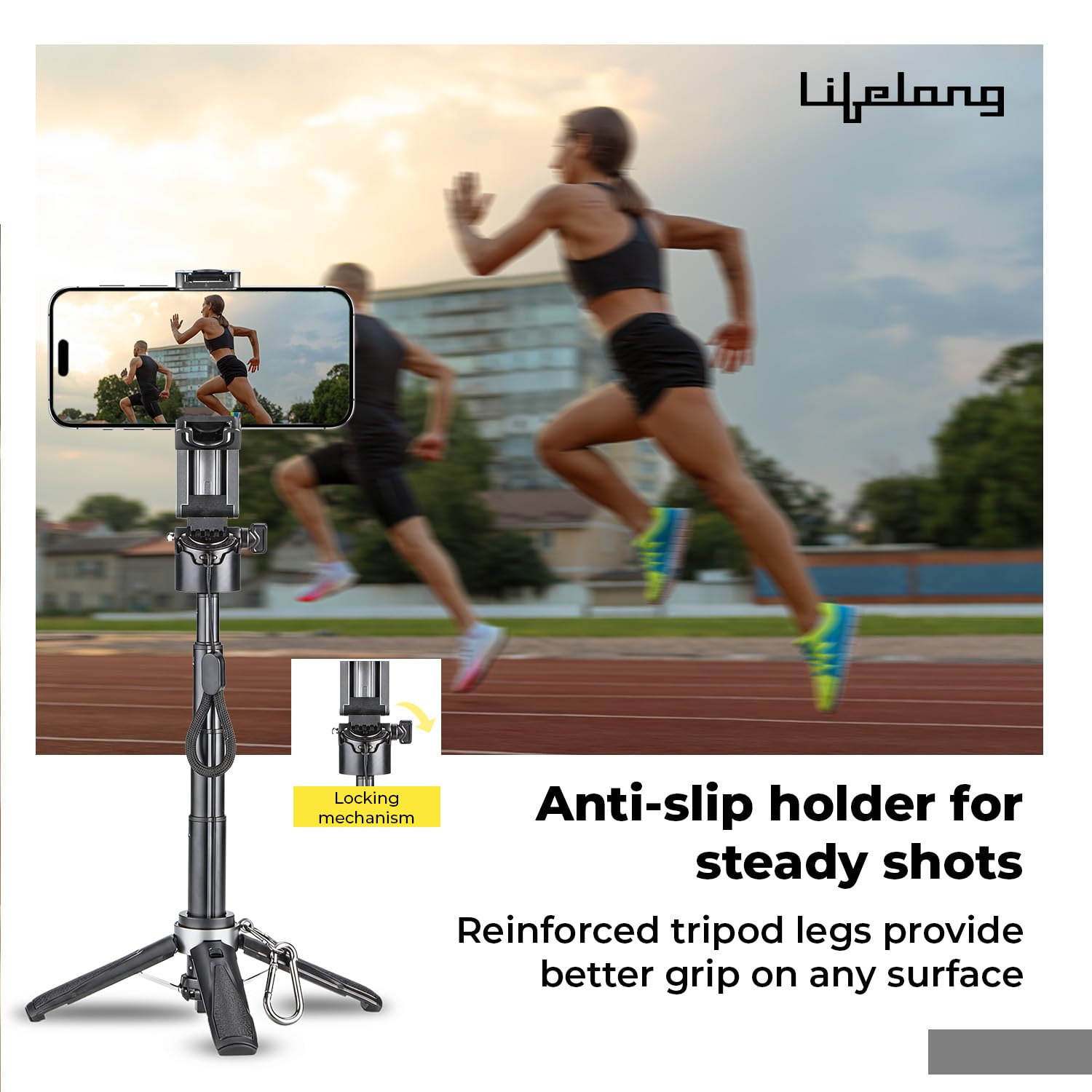 Lifelong Selfie Stick Tripod with Magsafe & Wireless Bluetooth Remote | Lightweight & Portable| Extendable Cell Phone Stand with Phone Clamp & Magnetic Ring | Ideal for iPhone & Android Mobile