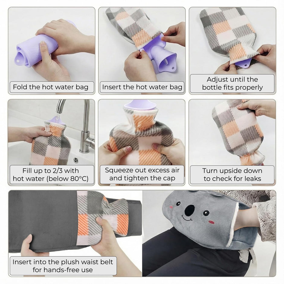 Lifelong 1000ml Hot Water Bag with Waist Belt | Hot Water Bottle for Pain Relief | Hot Pack Warmer for Period Cramps, Back & Muscle Relief | Multipurpose Use with Hand Pocket & Leakproof