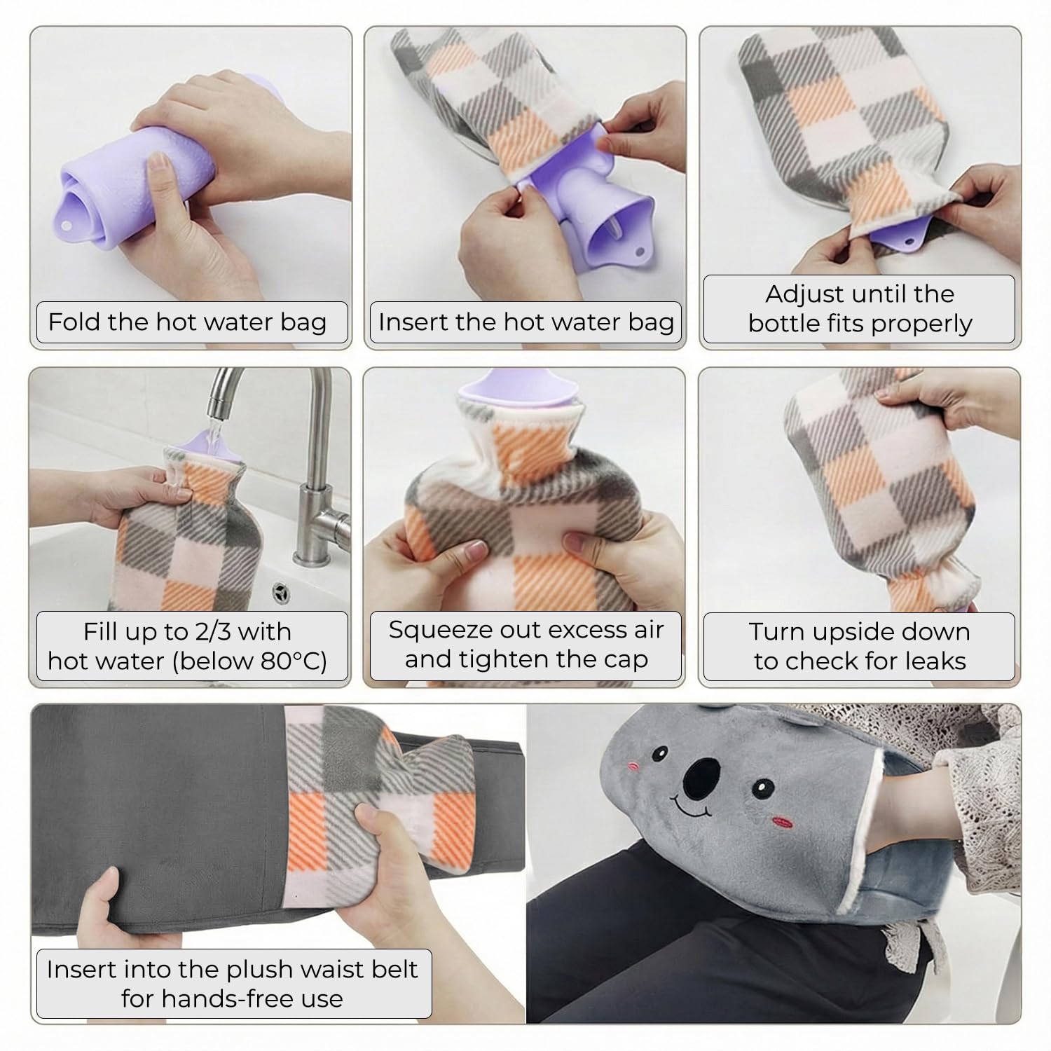 Lifelong 1000ml Hot Water Bag with Waist Belt | Hot Water Bottle for Pain Relief | Hot Pack Warmer for Period Cramps, Back & Muscle Relief | Multipurpose Use with Hand Pocket & Leakproof