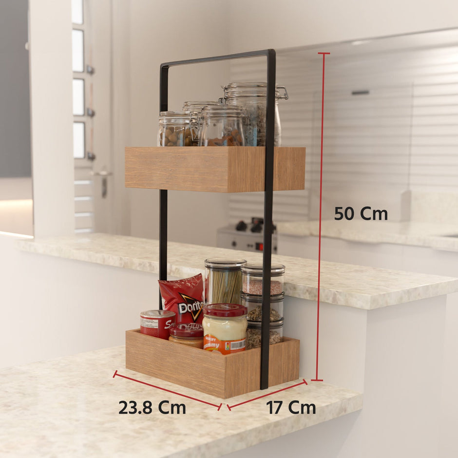 Lifelong LLHIBSS01 2Ã¢â‚¬â€˜Tier Bamboo Countertop Organizer - WaterÃ¢â‚¬â€˜Resistant Tray for Toiletries & Makeup