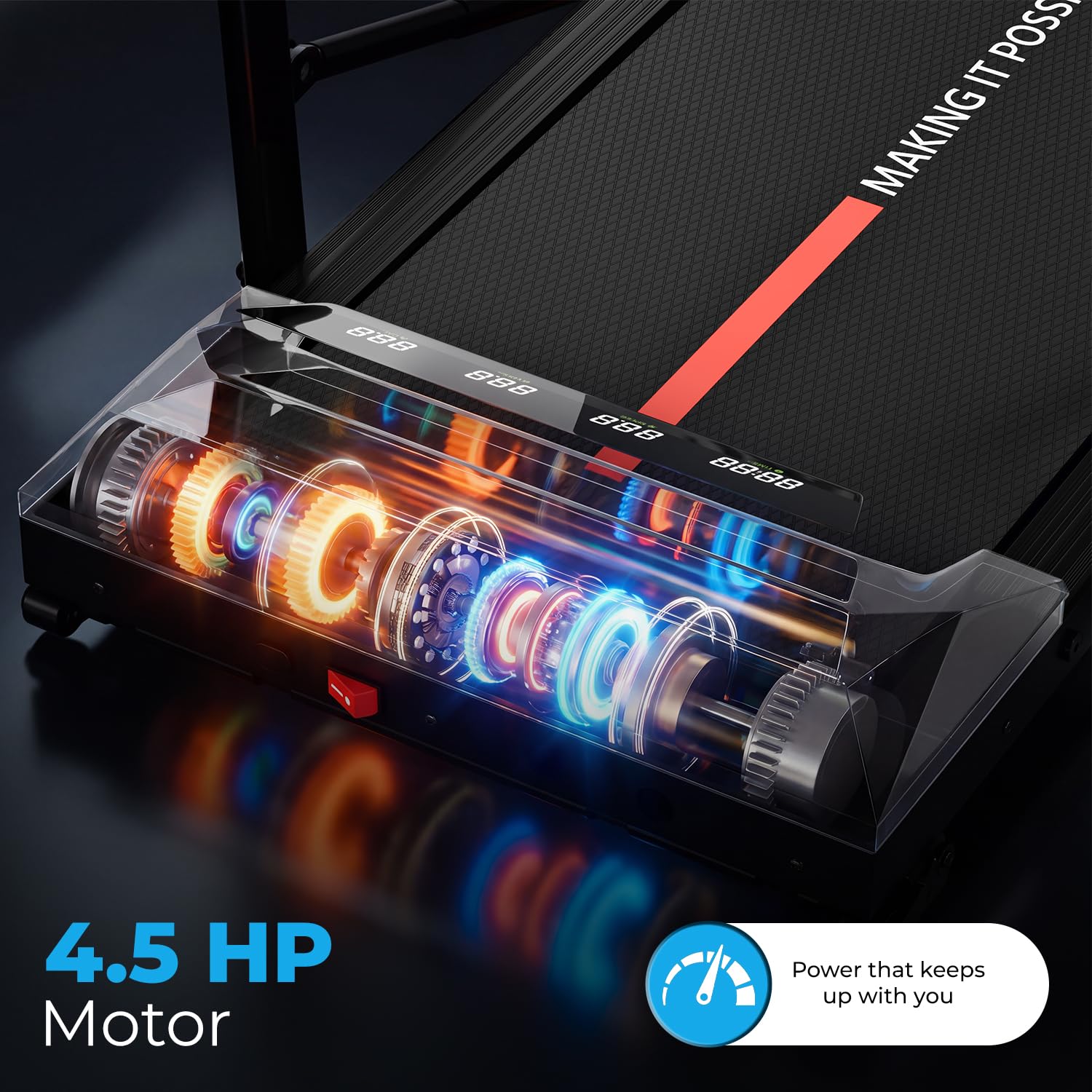 Lifelong 4.5HP Walking Pad Treadmill | Max Speed 10 km/h | LED Display | Under Desk Treadmill Foldable | Walking Pad for Home Gym | Gym Equipment for Home Workout | 100 kg Capacity