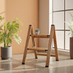 2 Steps Ladder for Home, Wooden Finish Coating, Foldable & Portable Stairs, Versatile Use for Kitchen, Bathroom & Office Foot Stool