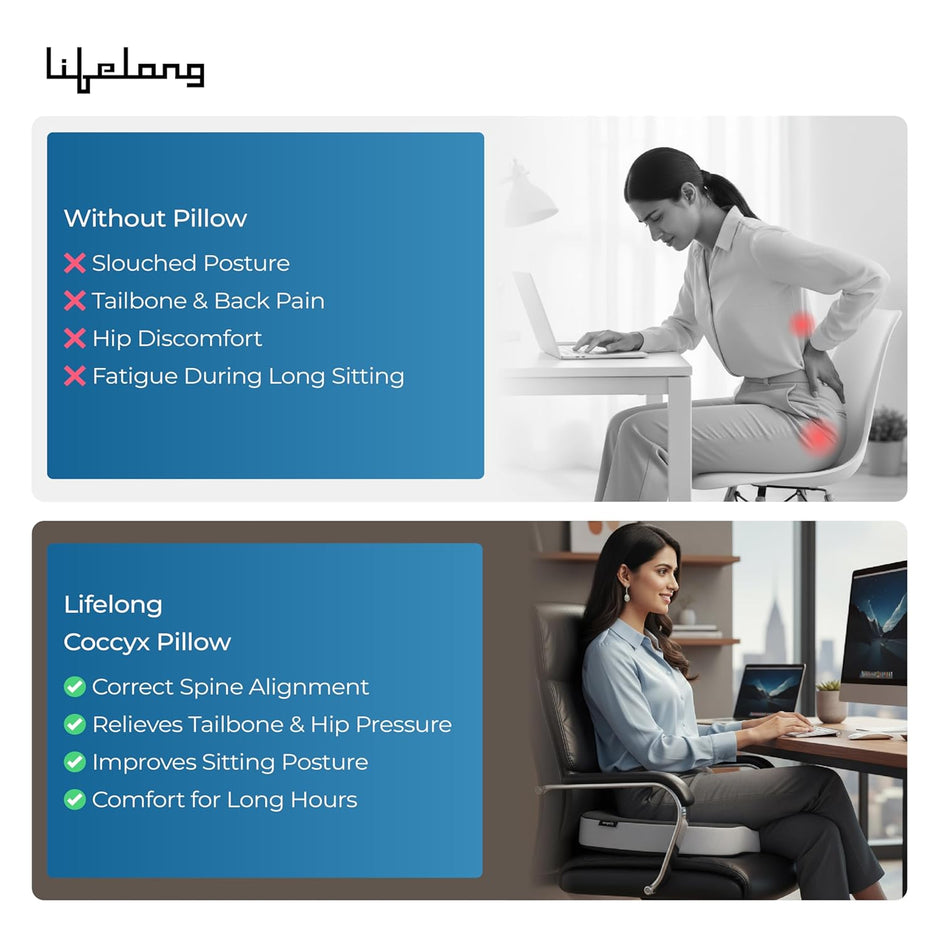 Lifelong Coccyx Cushion | Donut Pillow for Tailbone Pain | Coccyx Cushion for Tailbone Pain | Multipurpose Tailbone Pain Relief Cushion for Sitting | Coccyx Pillow Seat Cushion (LLCC12)