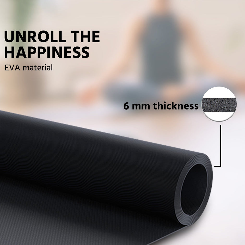 Lifelong Yoga mat for Women & Men EVA Material 6mm Black Anti Slip for Gym Workout