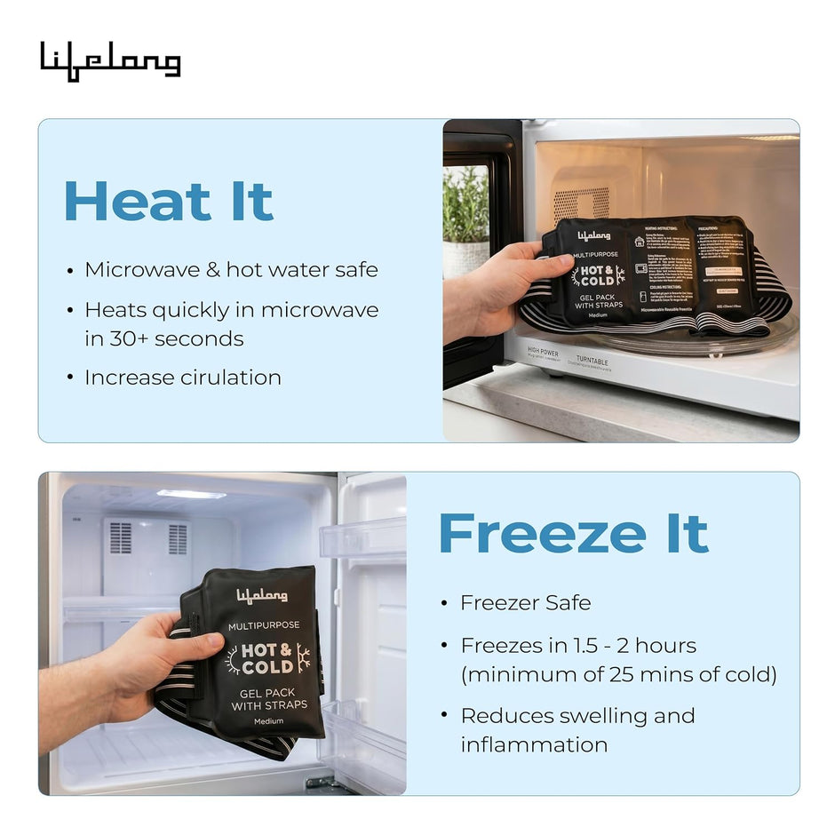 Lifelong Hot & Cold Pack (Combo) | Ice Pack & Cold Compress for Pain Relief | Reusable Gel Ice Pack Bag | Flexible Warm Compress for Knee, Shoulder, Back, Muscle Recovery & Swelling (LLHC15)